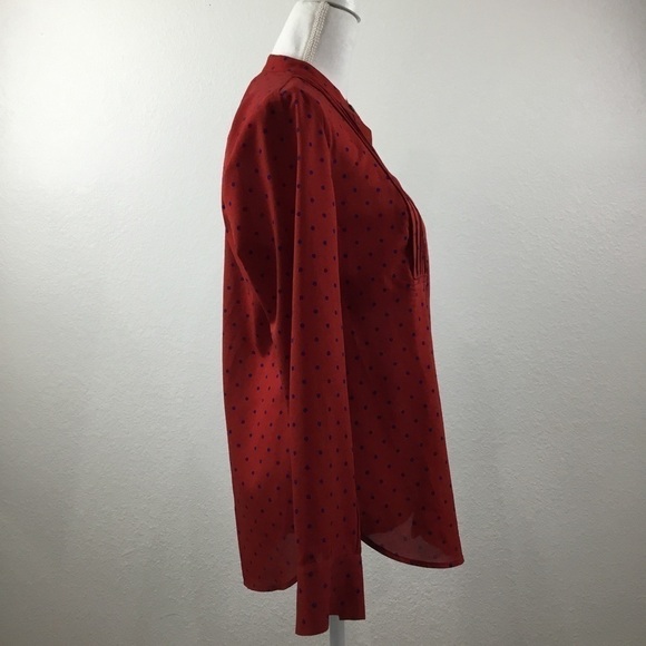 J.CREW Red With Blue Polka Dots Long Sleeve Top Size Small - Picture 3 of 5